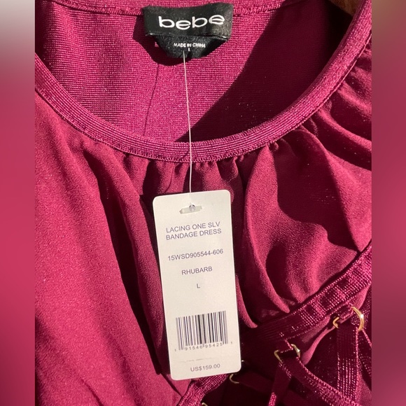 NWT bebe 1 sheer sleeve polyester, spandex blend mini dress - Picture 7 of 7